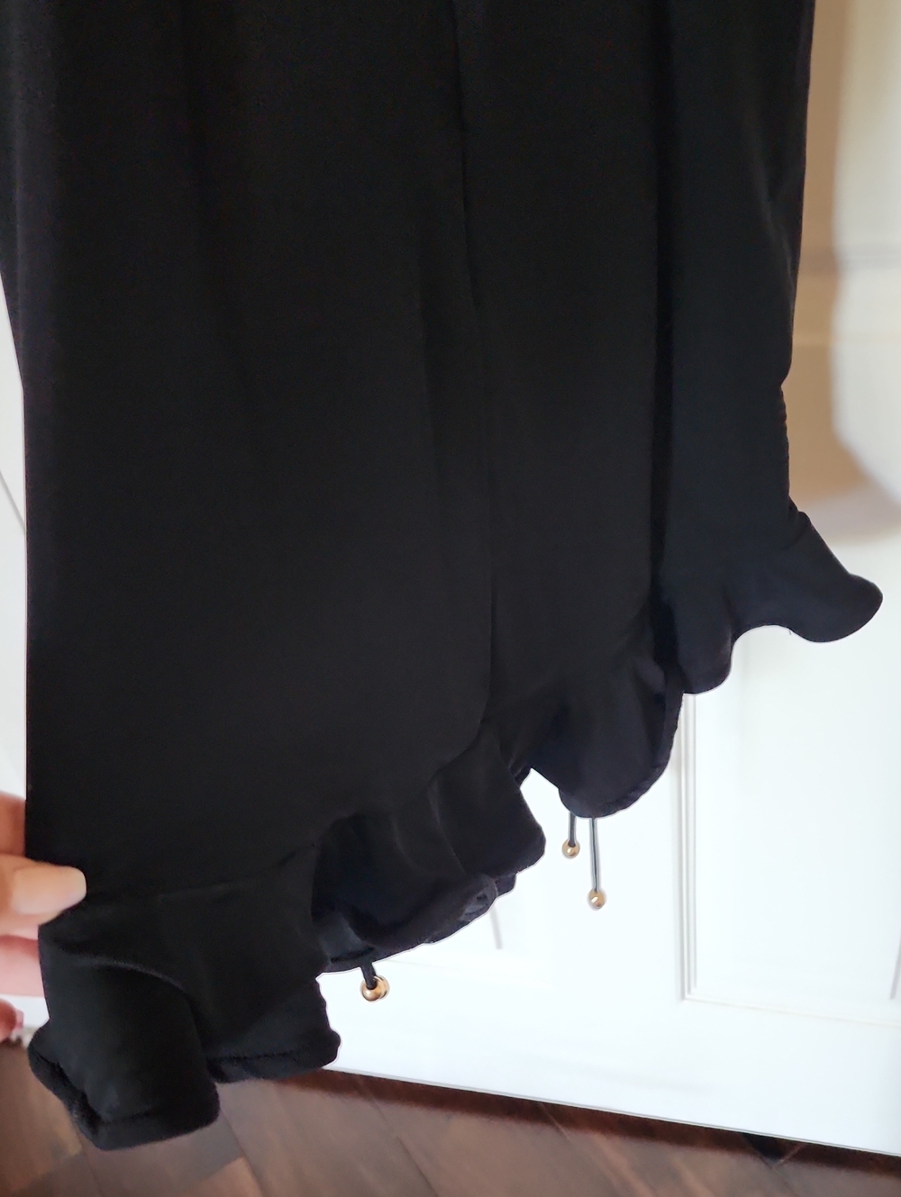 SELFIE LESLIE Ruched Black Dress with Tie Front NWT - Picture 5 of 13